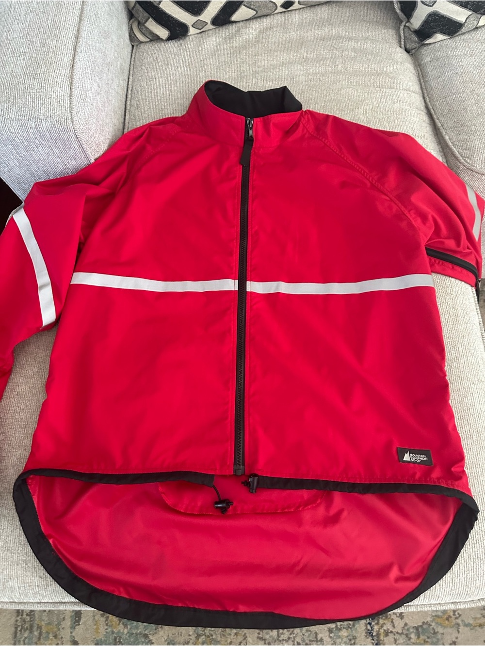 MEC Red Windbreaker Jacket with White Reflective Stripe